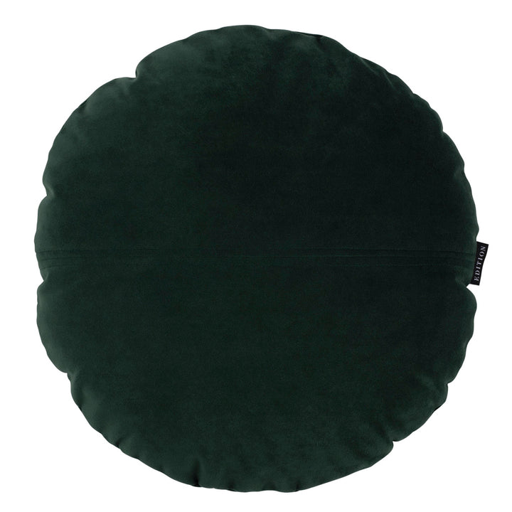 40cm round Double sided forest green velvet. Round cushion.