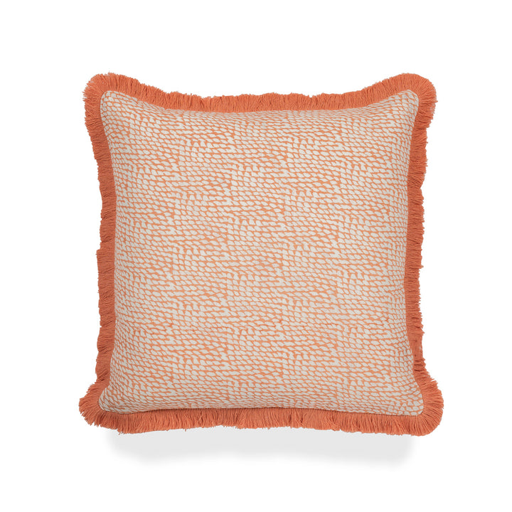 Tango Peach Linen 50cm Fringe Cushion