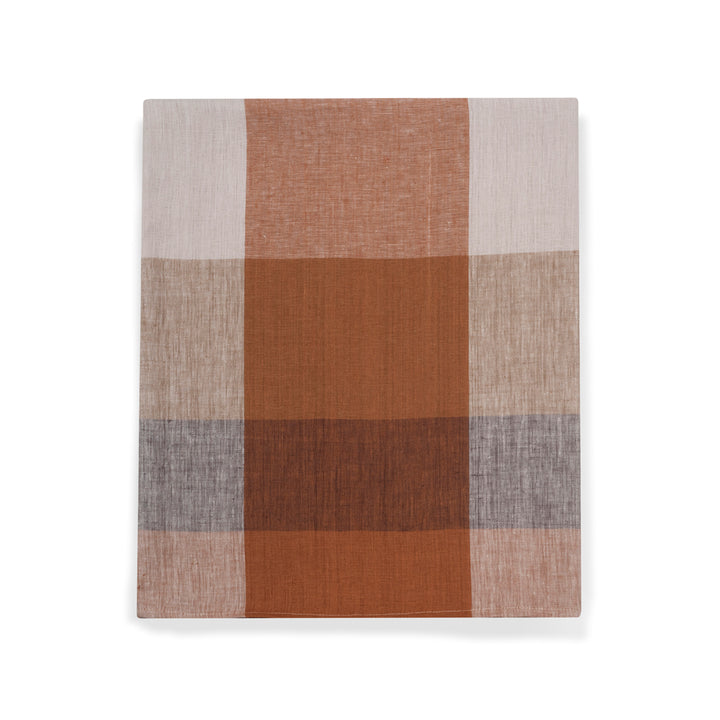 Umber Plaid Linen Table Cloths