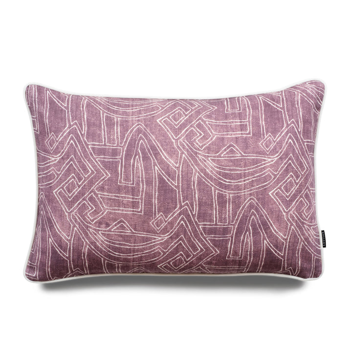 60x40cm rectangular cushion. Tawny port printed Belgian linen front, backed with 