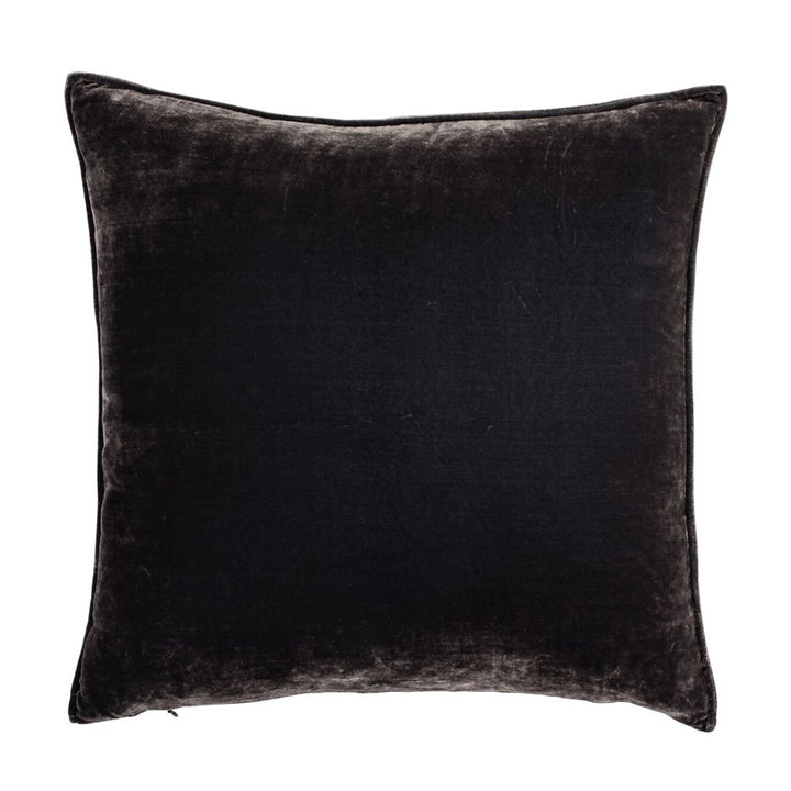50x50cm double sided charcoal silk velvet with a 5mm closed flange detailing to the seam.