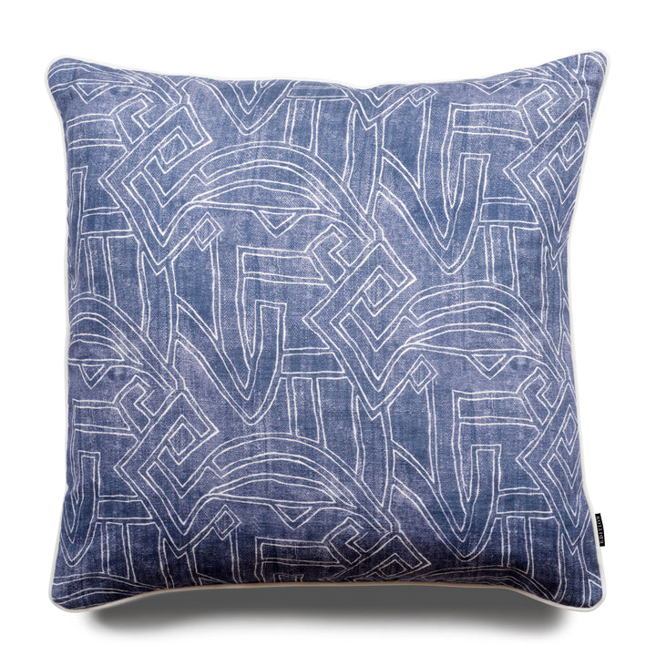Royal blue printed Belgian linen front, backed with 